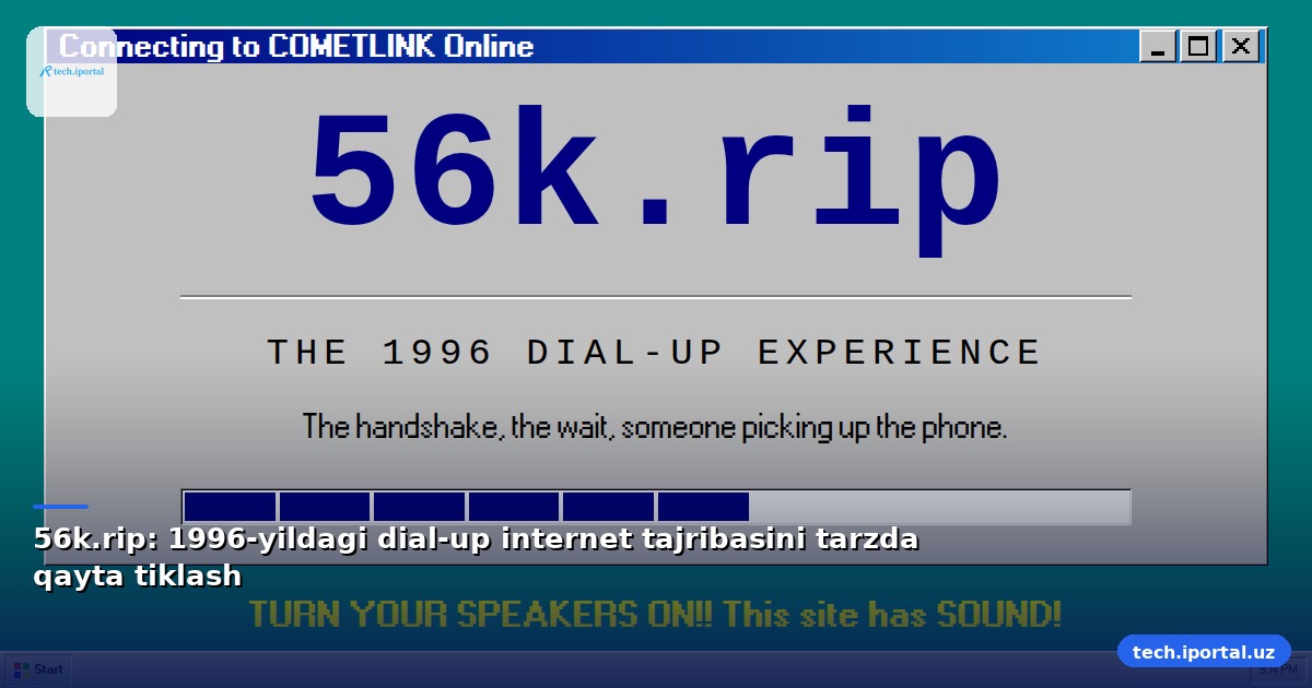 56k.rip: 1996-yildagi dial-up internet tajribasini tarzda qayta tiklash