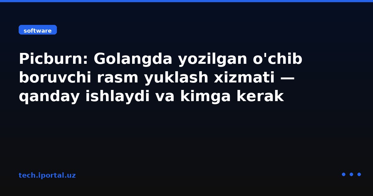 Picburn: Golangda yozilgan o'chib boruvchi rasm yuklash xizmati — qanday ishlaydi va kimga kerak