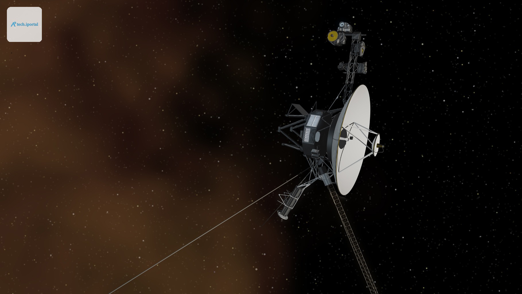 A spacecraft with a white dome dominating its structure against a red and brown background