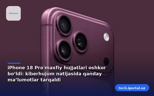 iPhone 18 Pro maxfiy hujjatlari oshkor bo‘ldi: kiberhujum natijasida qanday ma’lumotlar tarqaldi