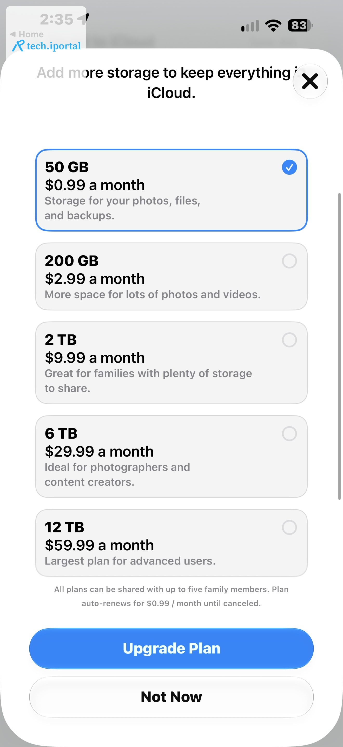 <em>This is the current pricing for the iCloud Plus tiers.</em>