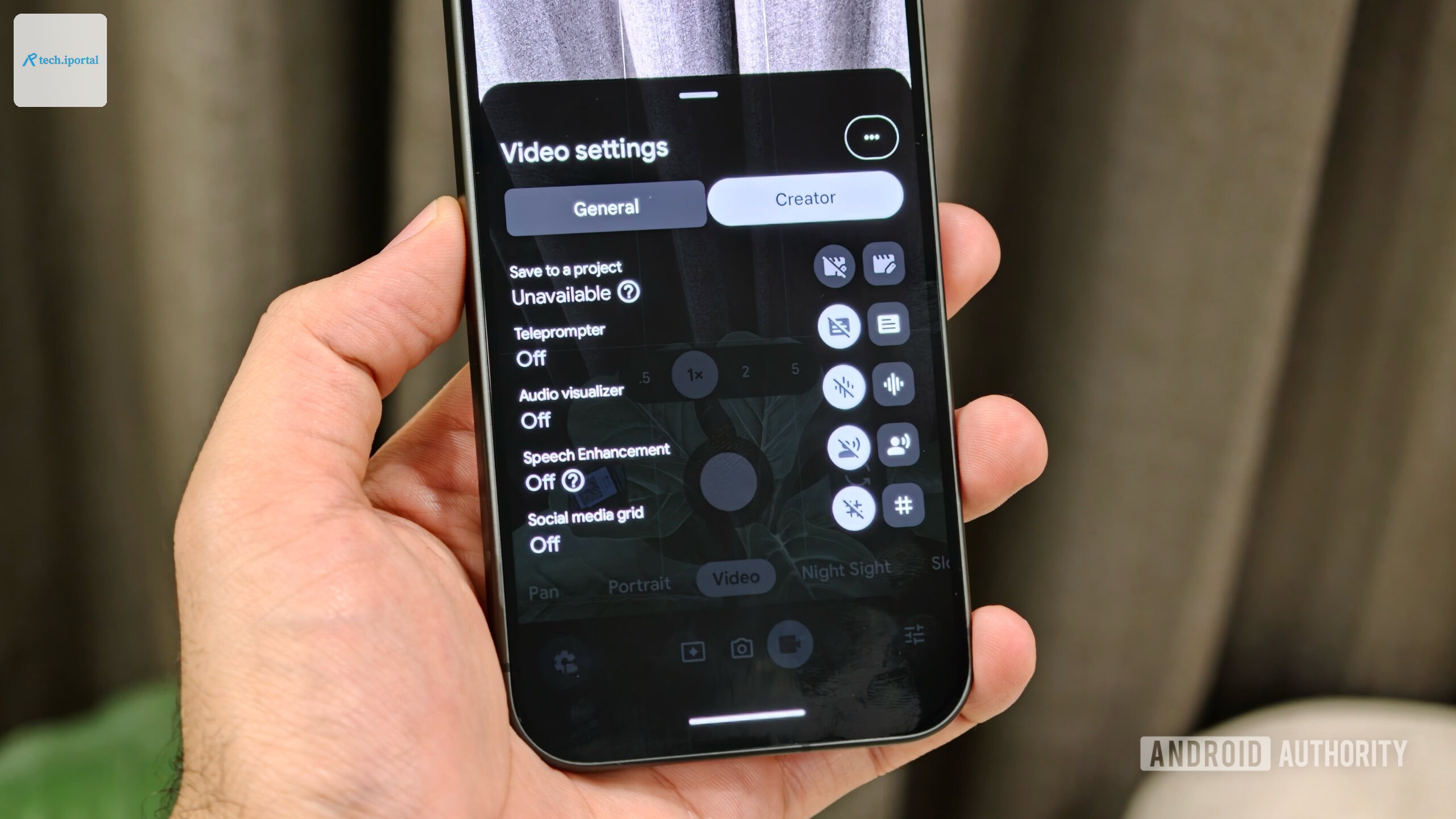 Pixel 11 camera app open on the Creator video settings tab