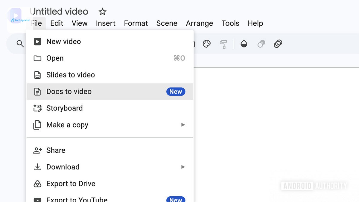 google vids docs to video option image