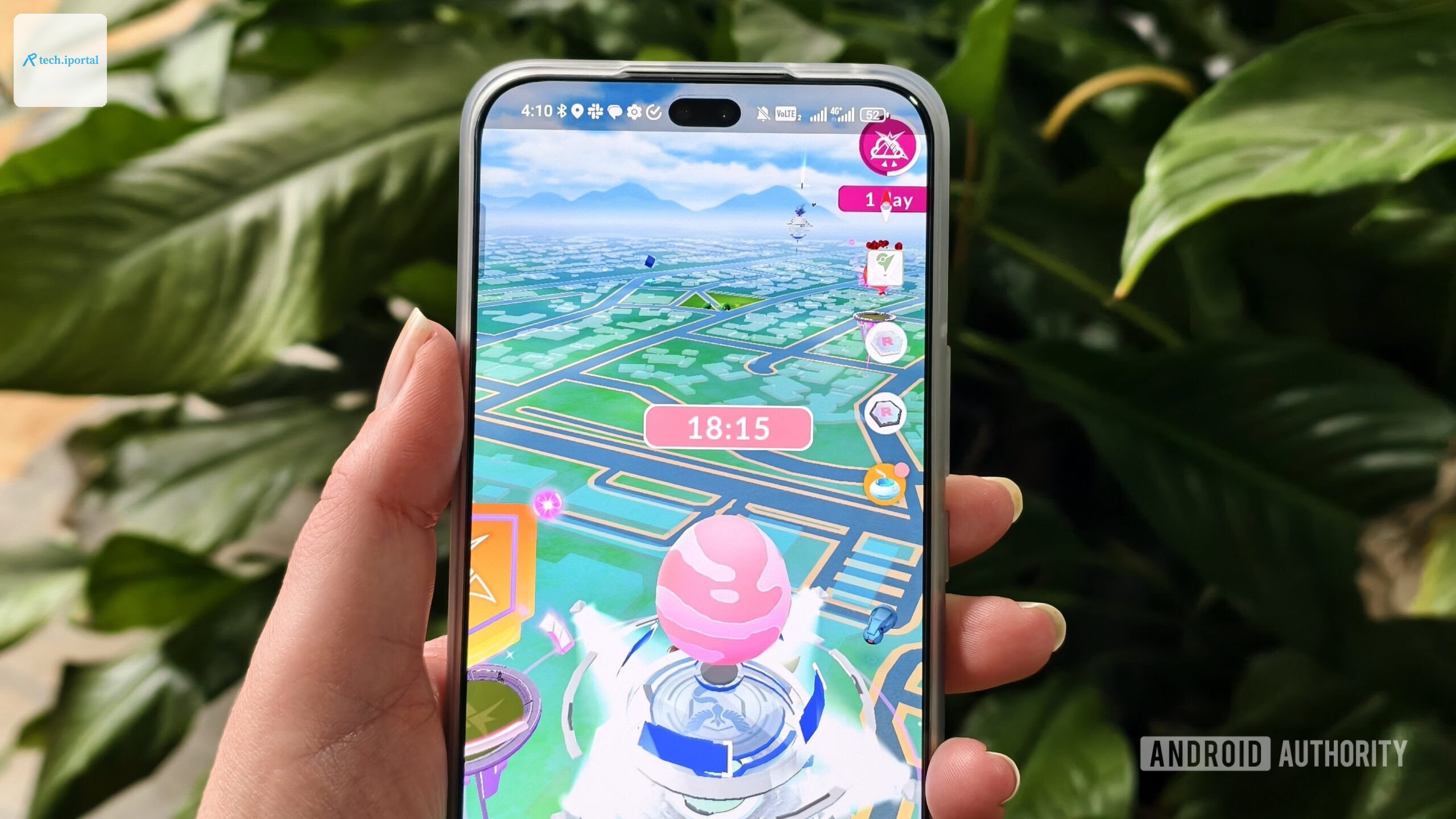 pokemon go on a smartphone with a gym on the screen
