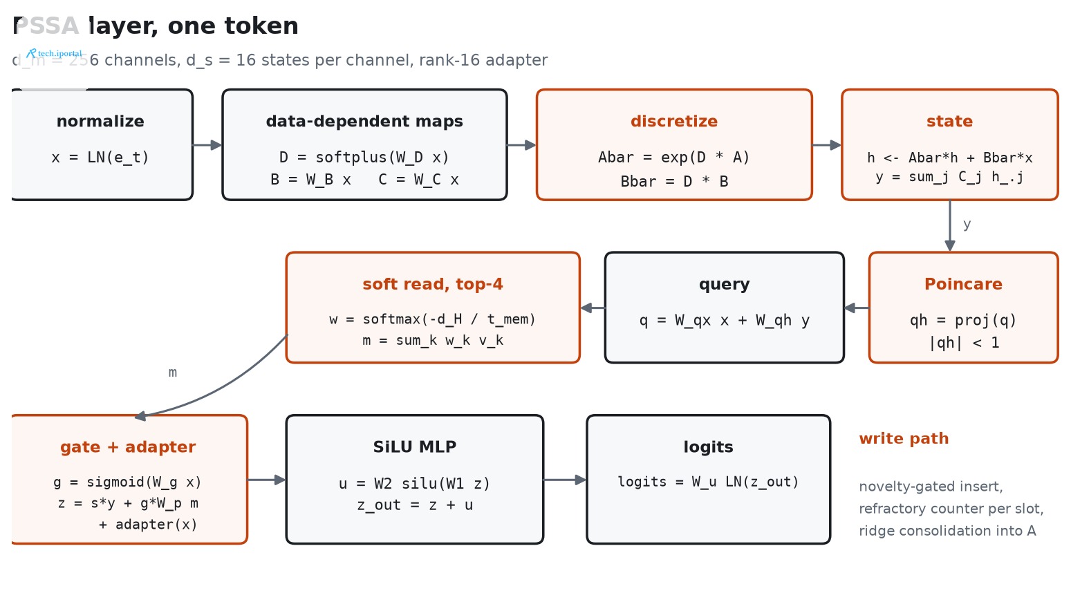 The PSSA layer, one token
