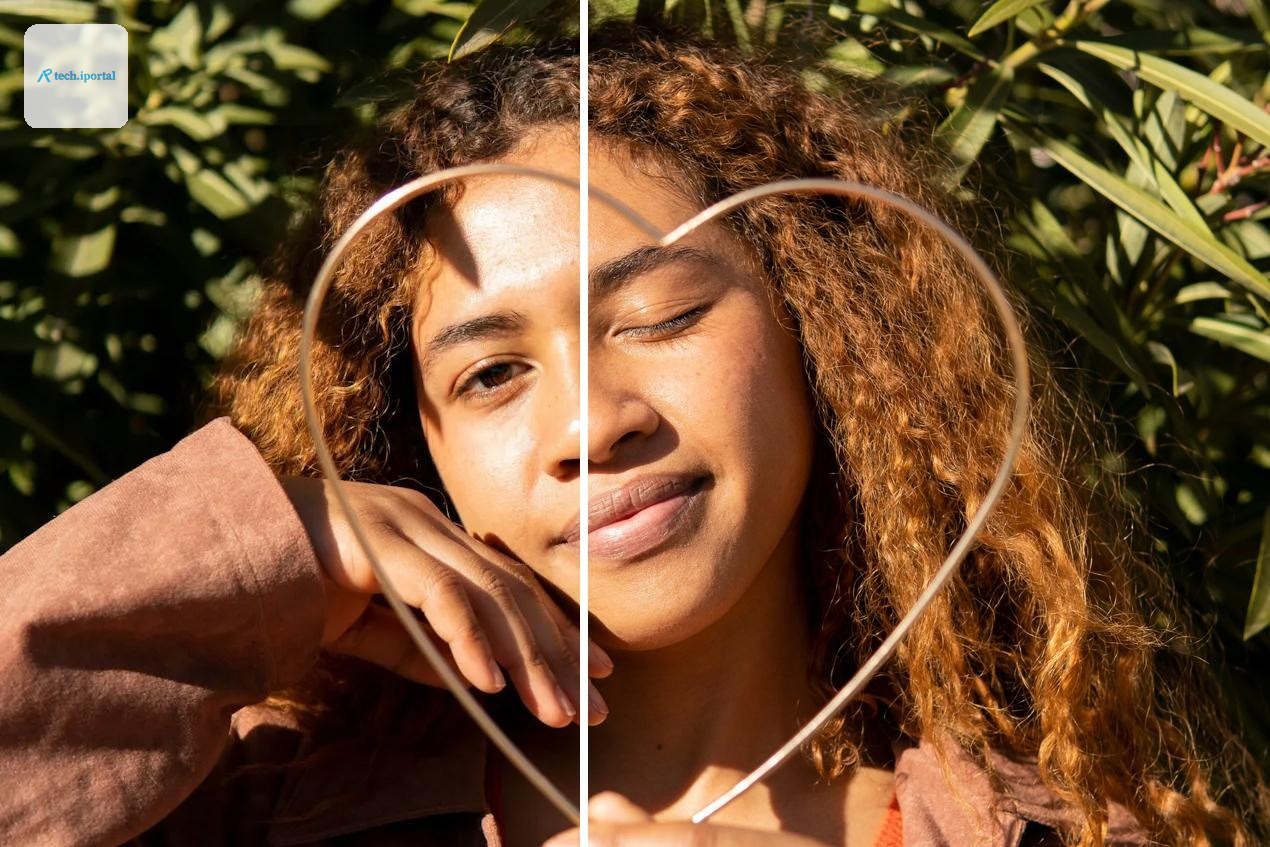 A before and after split image of a person with one eye closed and one eye open.