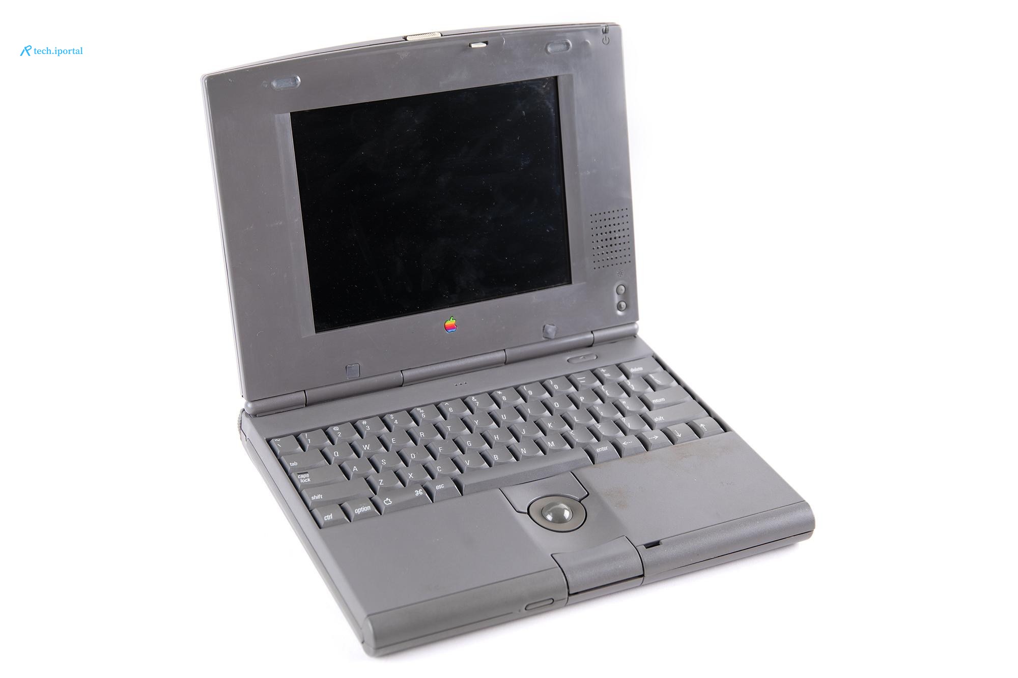An Apple PowerBook Duo laptop on a white background.