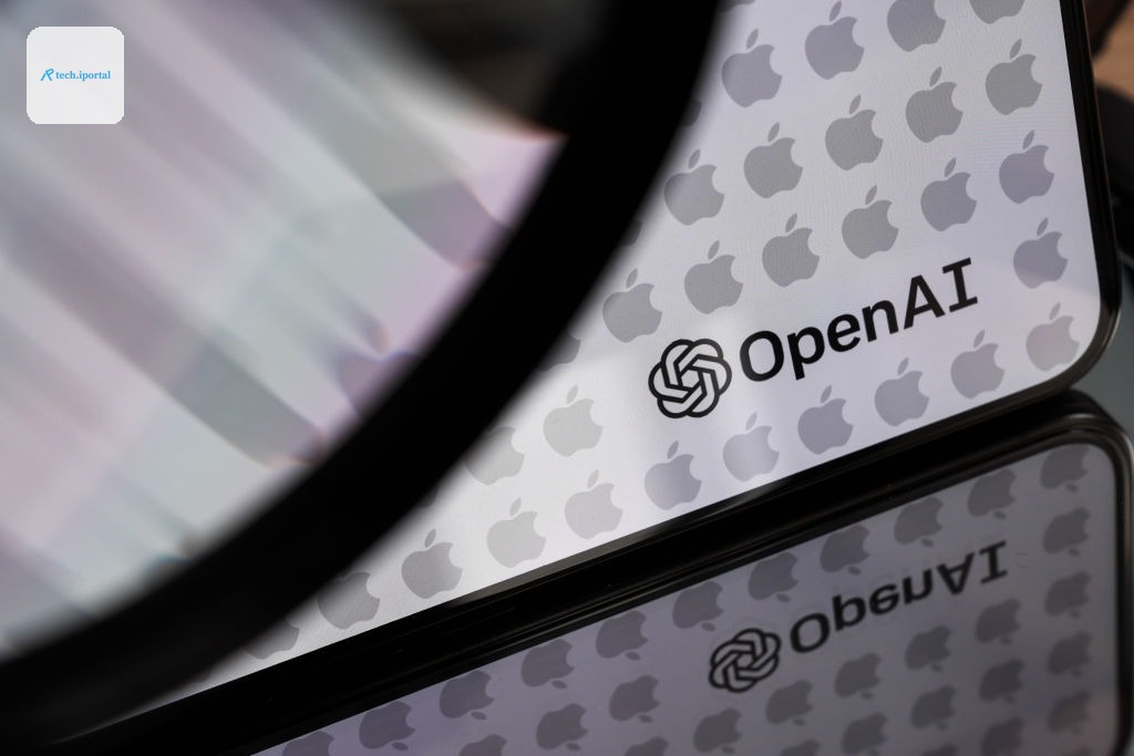 ANKARA, TURKIYE - JULY 11: In this photo illustration, the OpenAI logo is displayed on a mobile phone screen with the Apple icon, in Ankara, Turkiye.