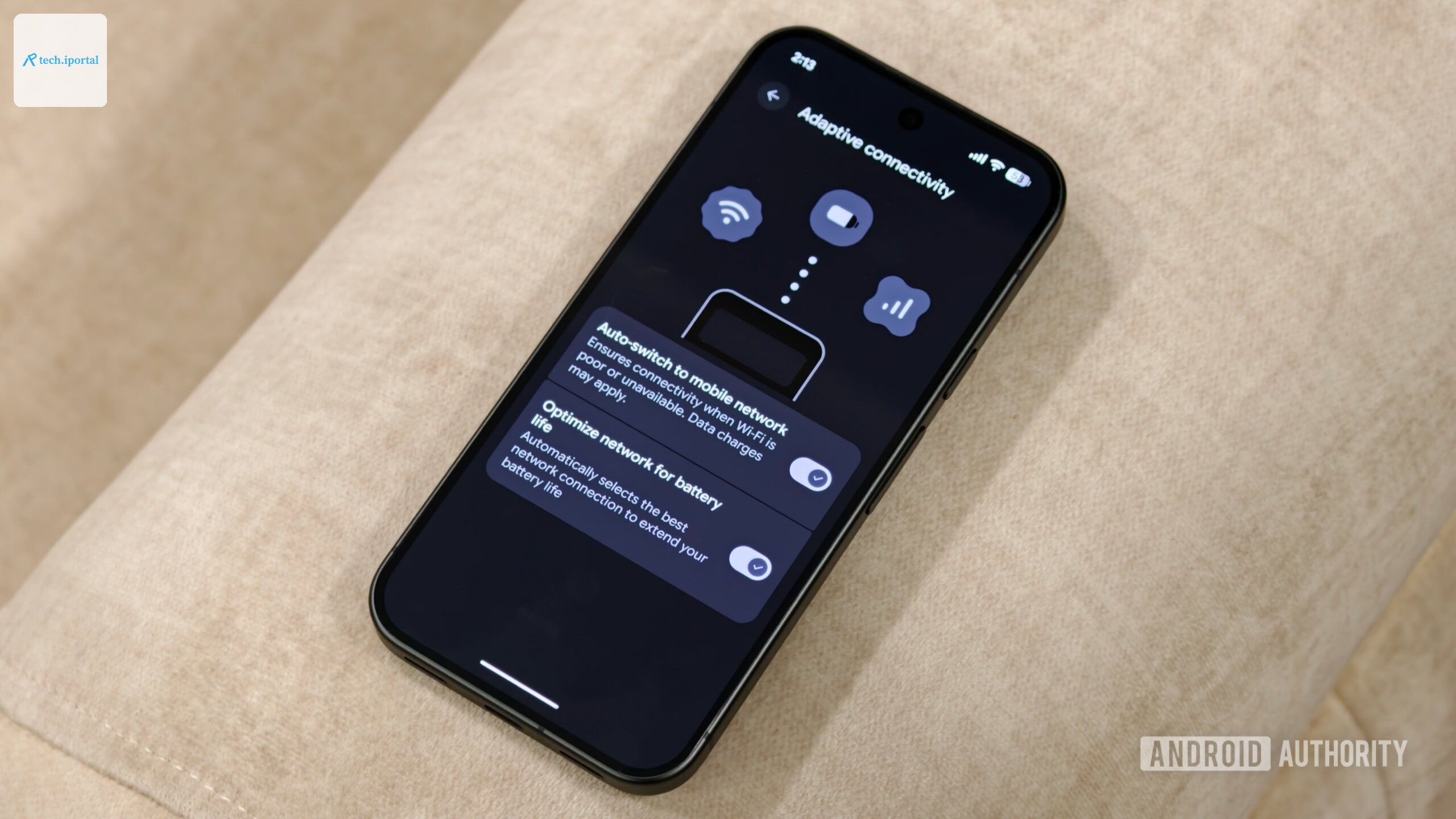 Pixel 11 adaptive connectivity settings screen showing network toggles