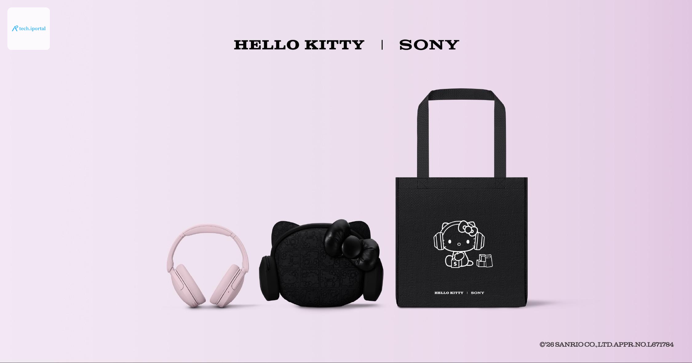 Sony Hello Kitty headphones, case, and bag.
