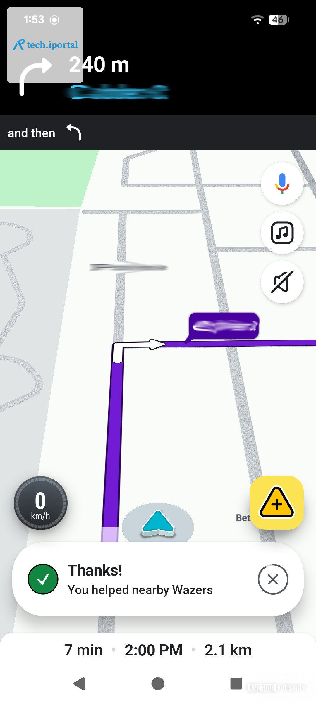 A screenshot highlighting a Waze police report being made.