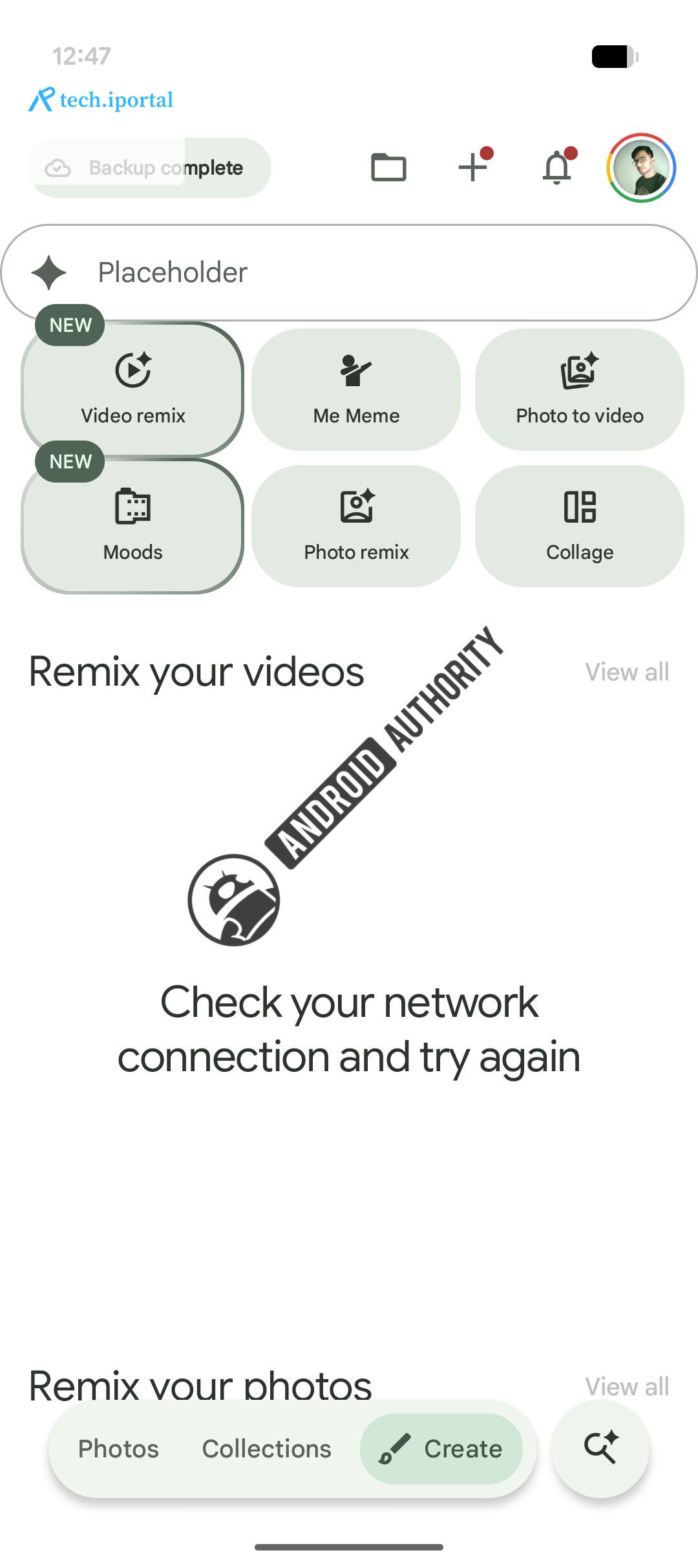 Moods feature in the Create tab Google Photos app