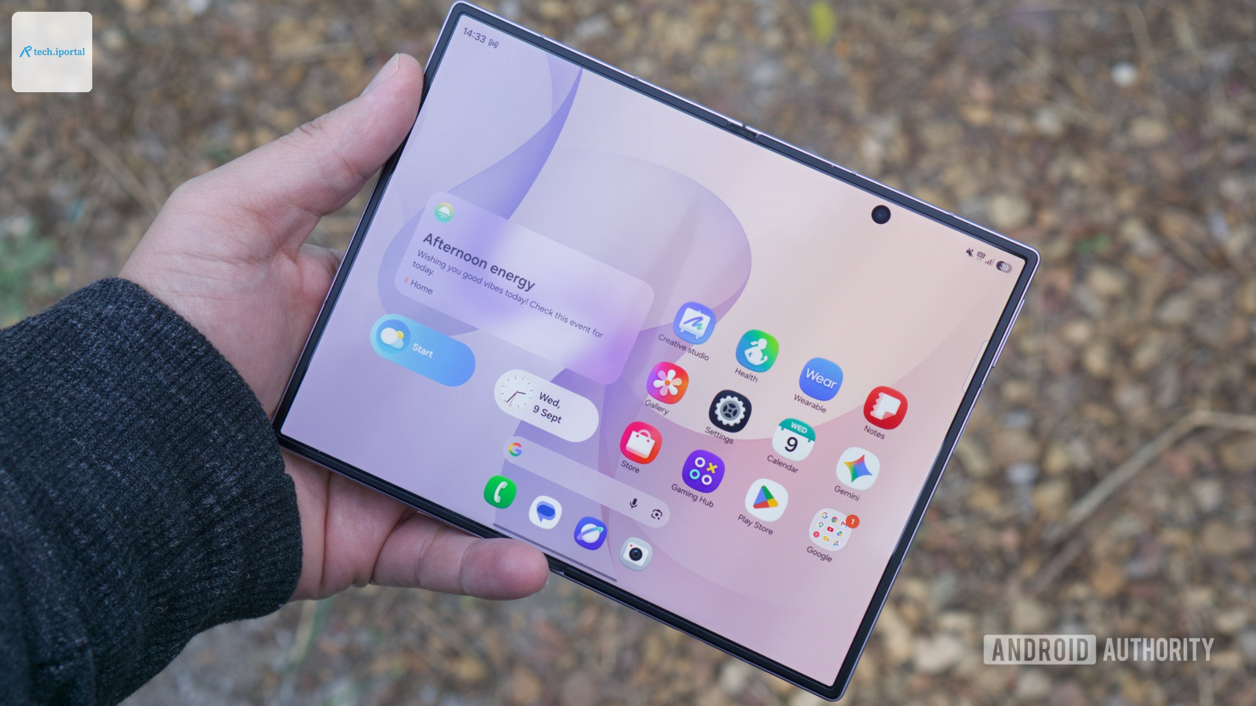 Samsung Galaxy Z Fold 8 in hand showing folding screen scaled
