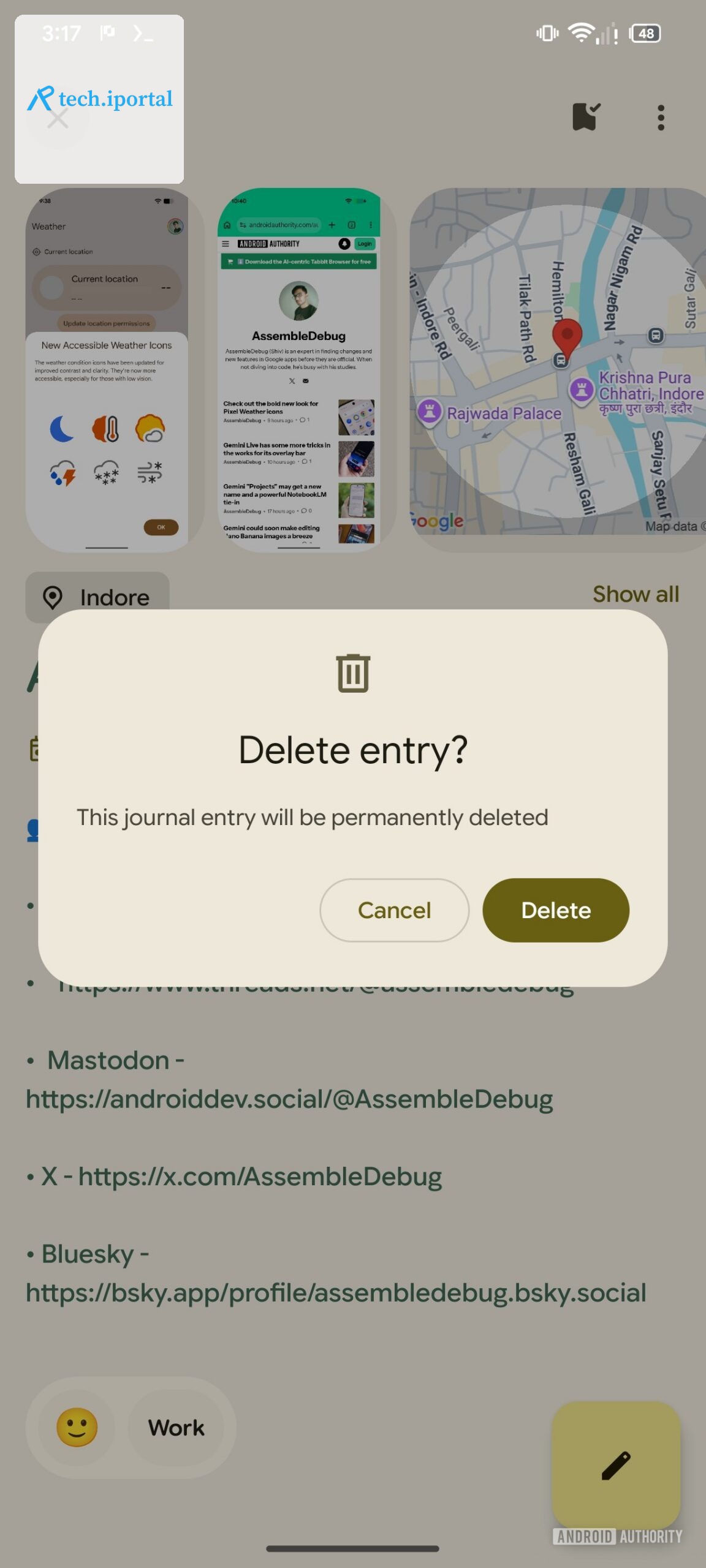 Pixel Journal Delete Entry Confirmation