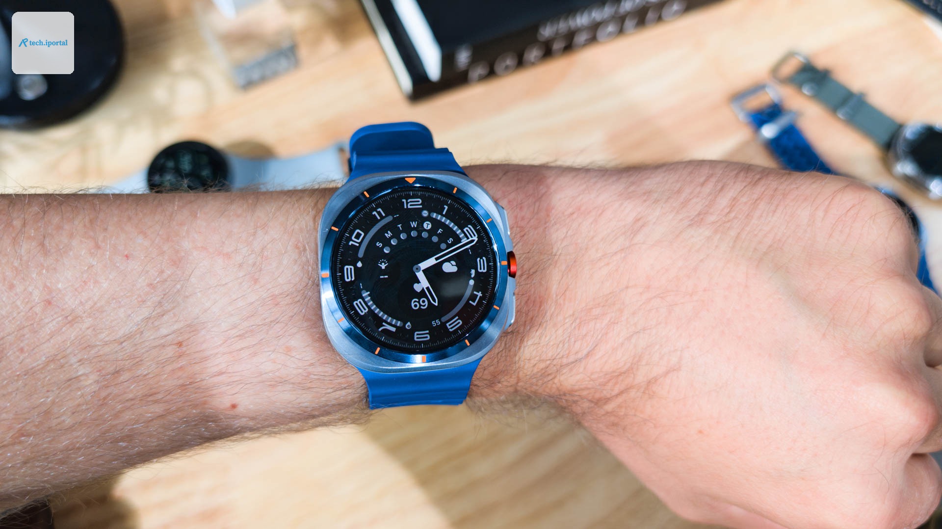 Samsung Galaxy Watch Ultra 2025 Titanium Blue on Wrist showing pilot face