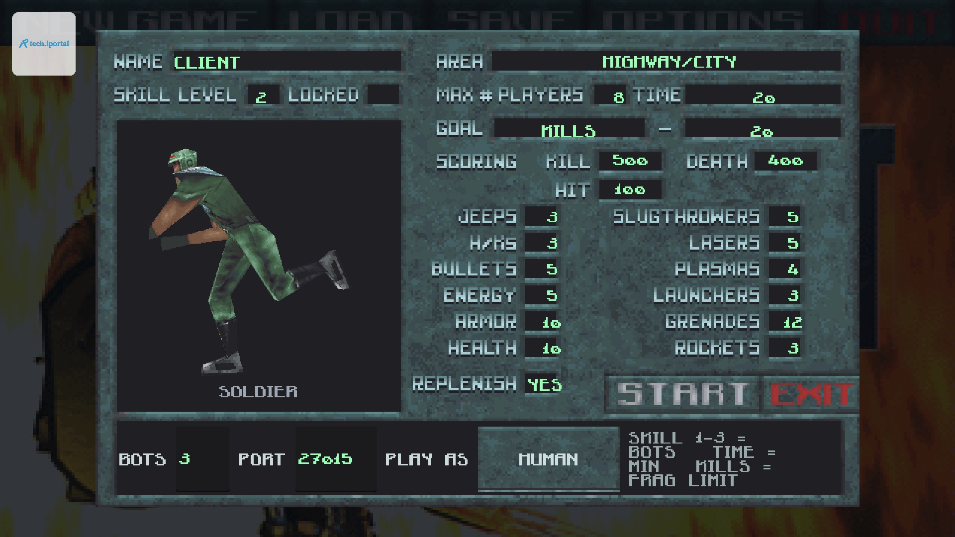 The network setup screen