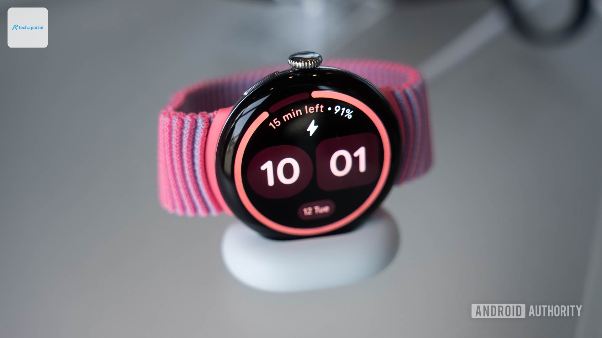 Google Pixel Watch 4 on Charger