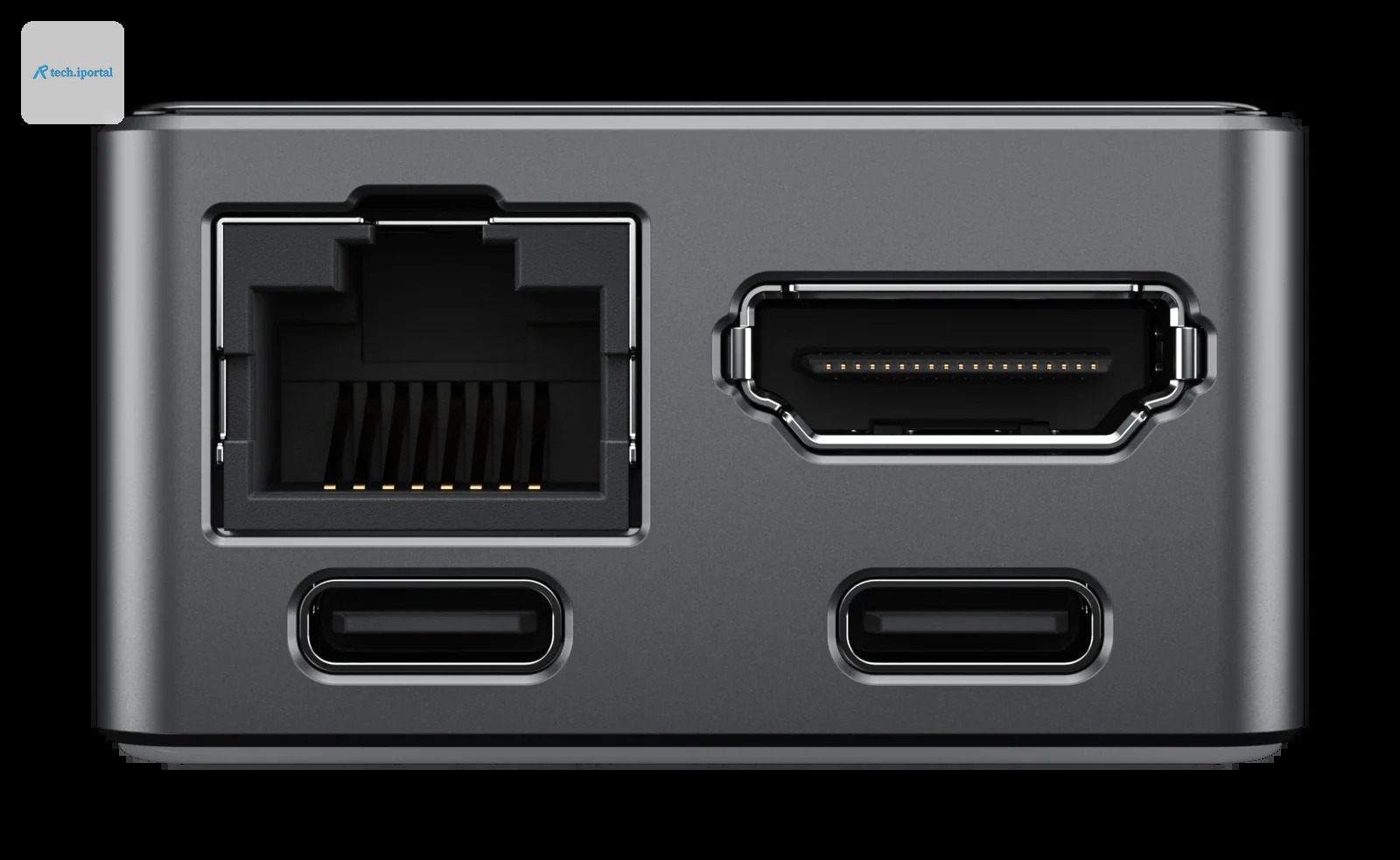 Back of JetKVM Mini with RJ45 and two USB ports