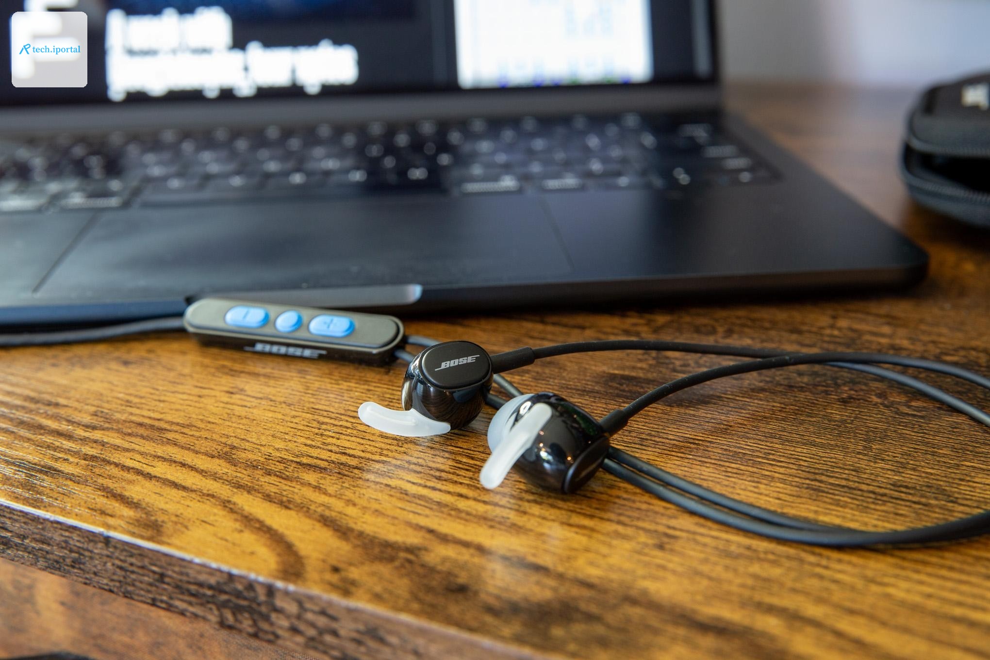 Bose Noise Cancelling Wired Earbuds on desk