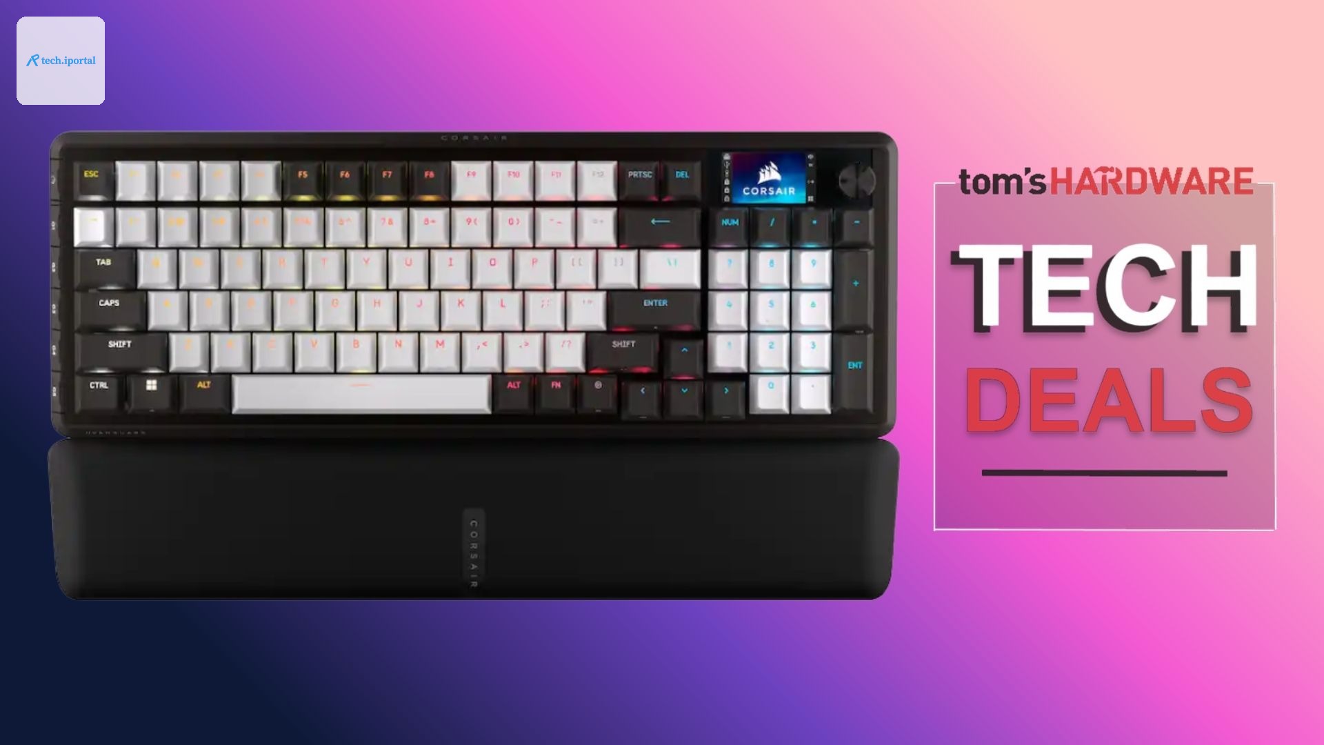Corsair Vanguard 96 RGB gaming keyboard next to the Tech Deals logo.