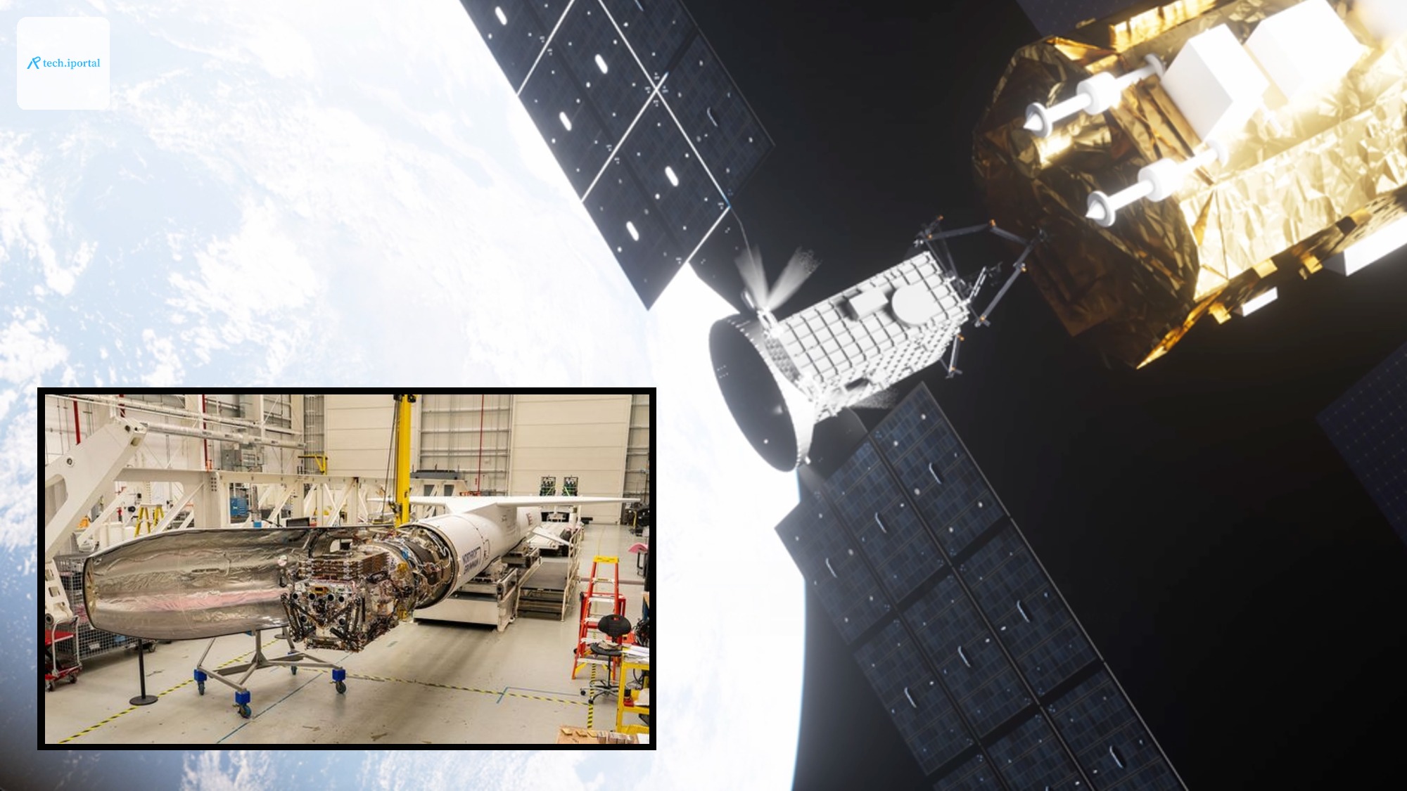 A collage of a a Katalyst spacecraft and the NASA Swift observatory it will try to save after launch