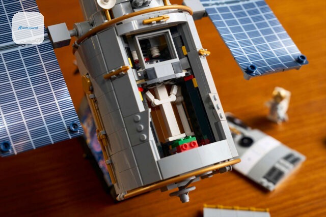 Photo of a part of a toy brick-built model showing interior details.