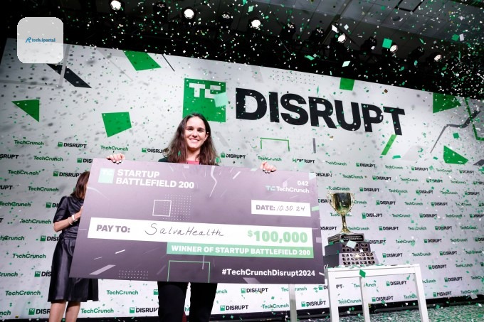 Salva Health Co-Founder & CEO Valentina Agudelo Vargas, winner of the Startup Battlefield 2024, poses onstage during TechCrunch Disrupt 2024 Day 3 at Moscone Center on October 30, 2024 in San Francisc