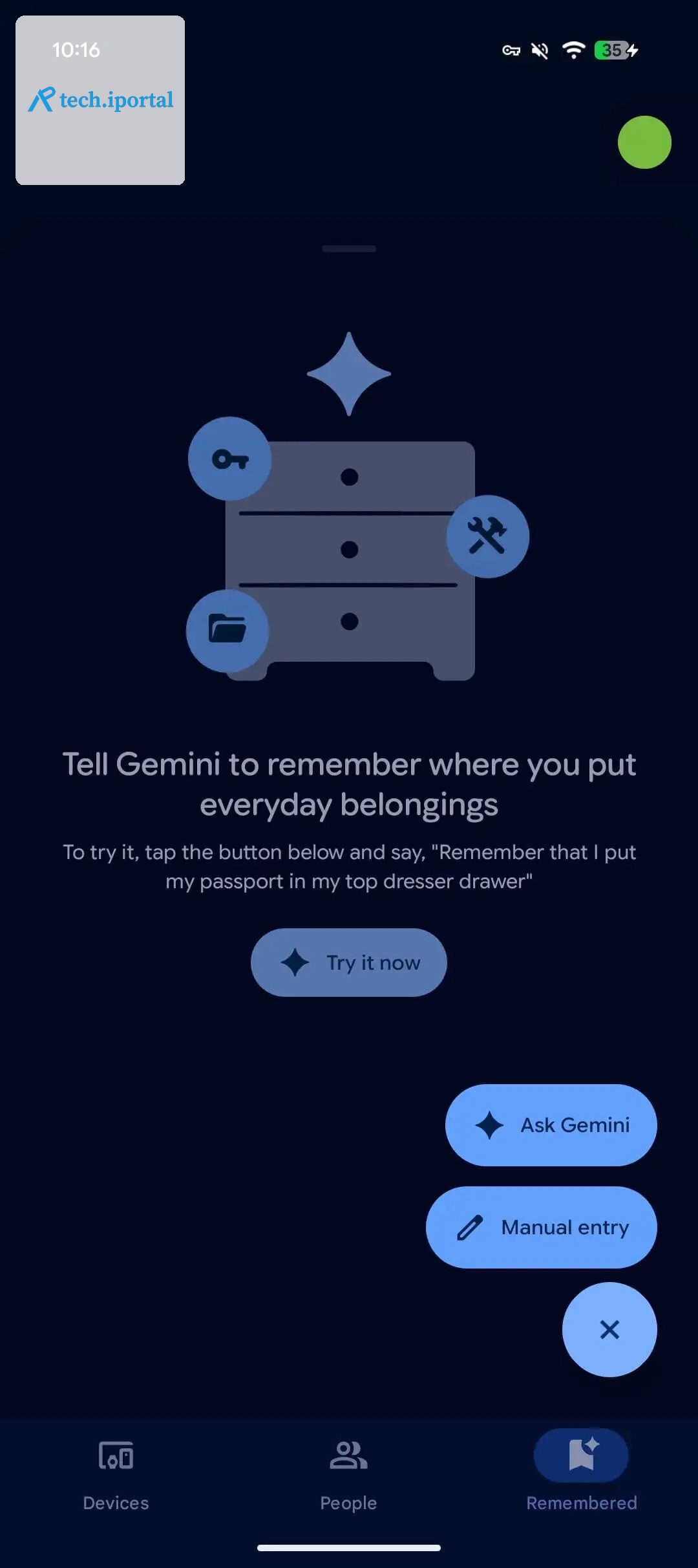 Find Hub Remembered tab 2