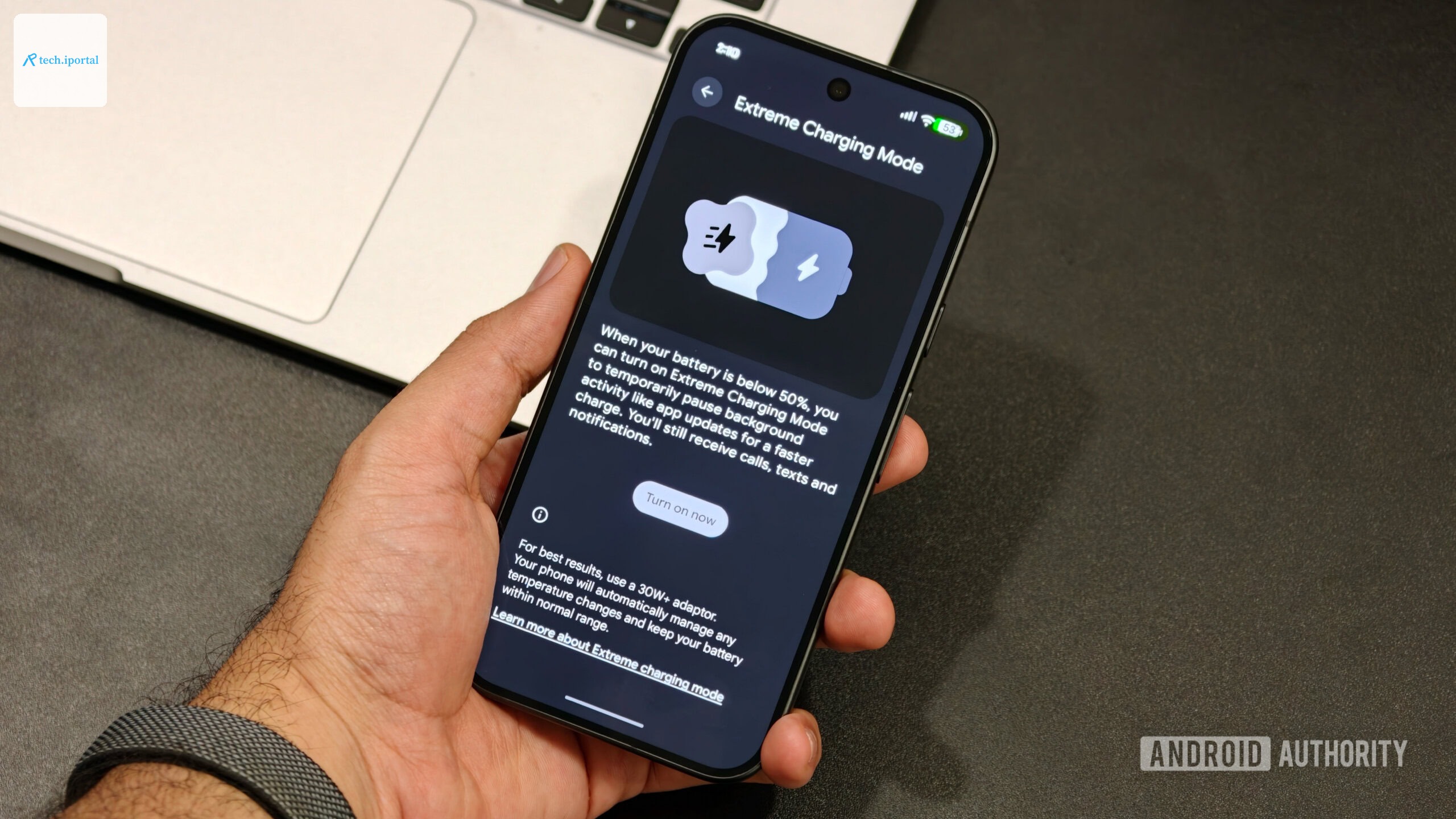 Pixel 11 displaying the Extreme Charging Mode setup screen
