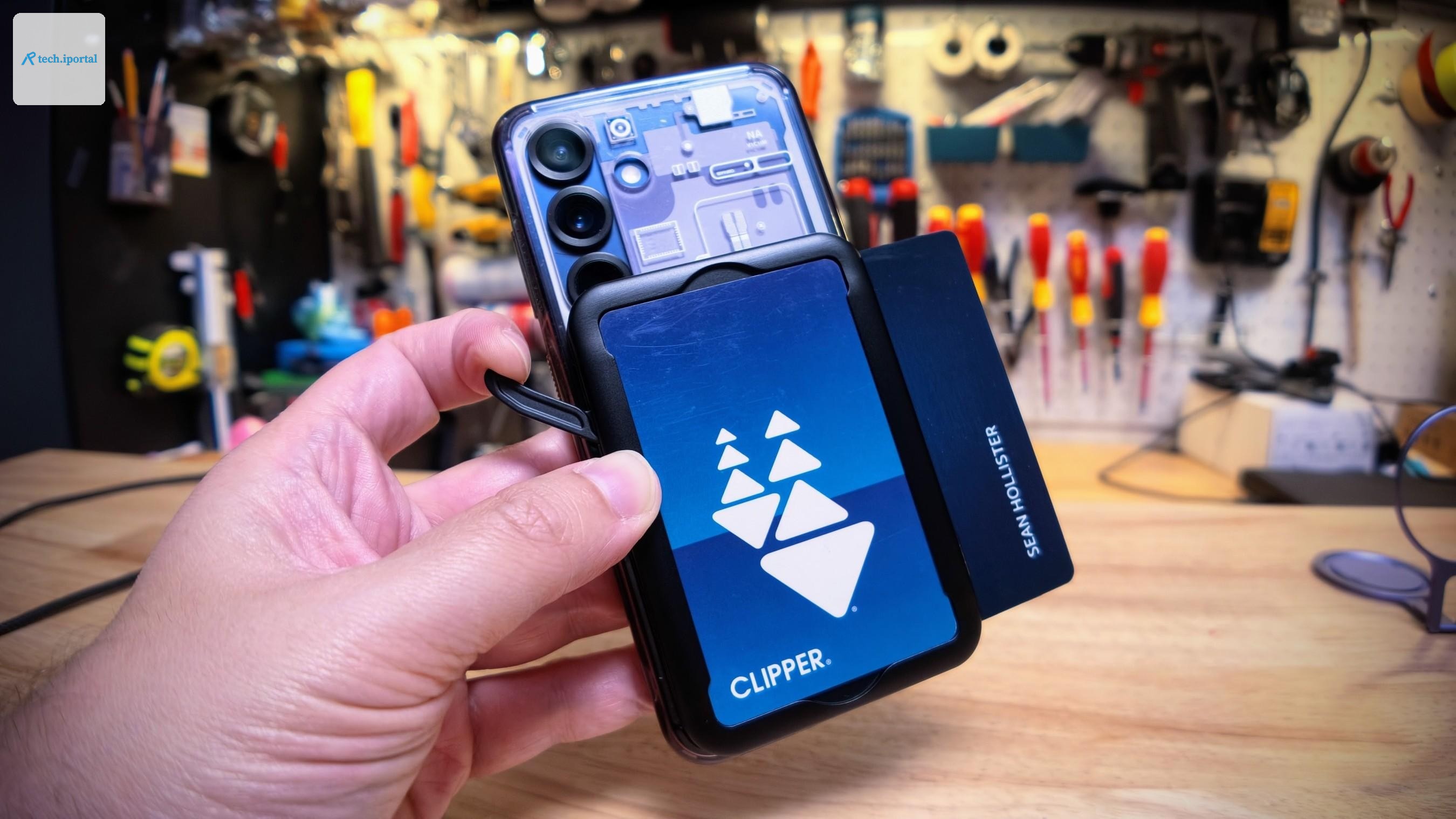 With the ID card holder attached, and the core mounted to put the lever up instead of down.