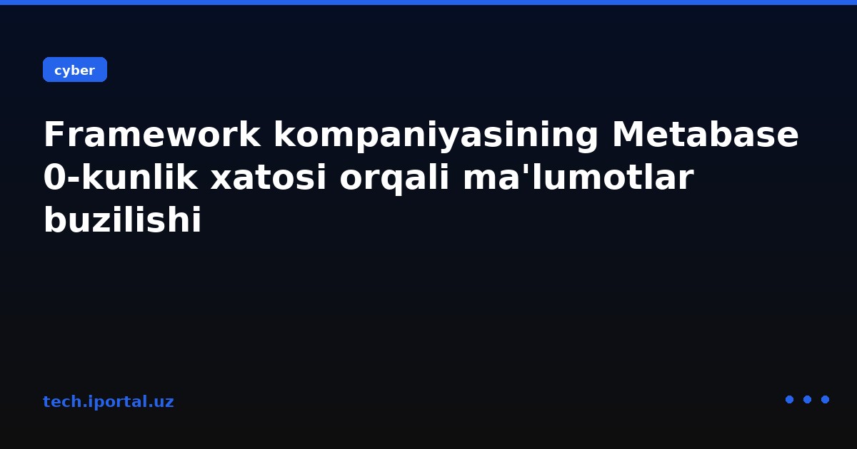 Framework kompaniyasining Metabase 0‑kunlik xatosi orqali ma'lumotlar buzilishi
