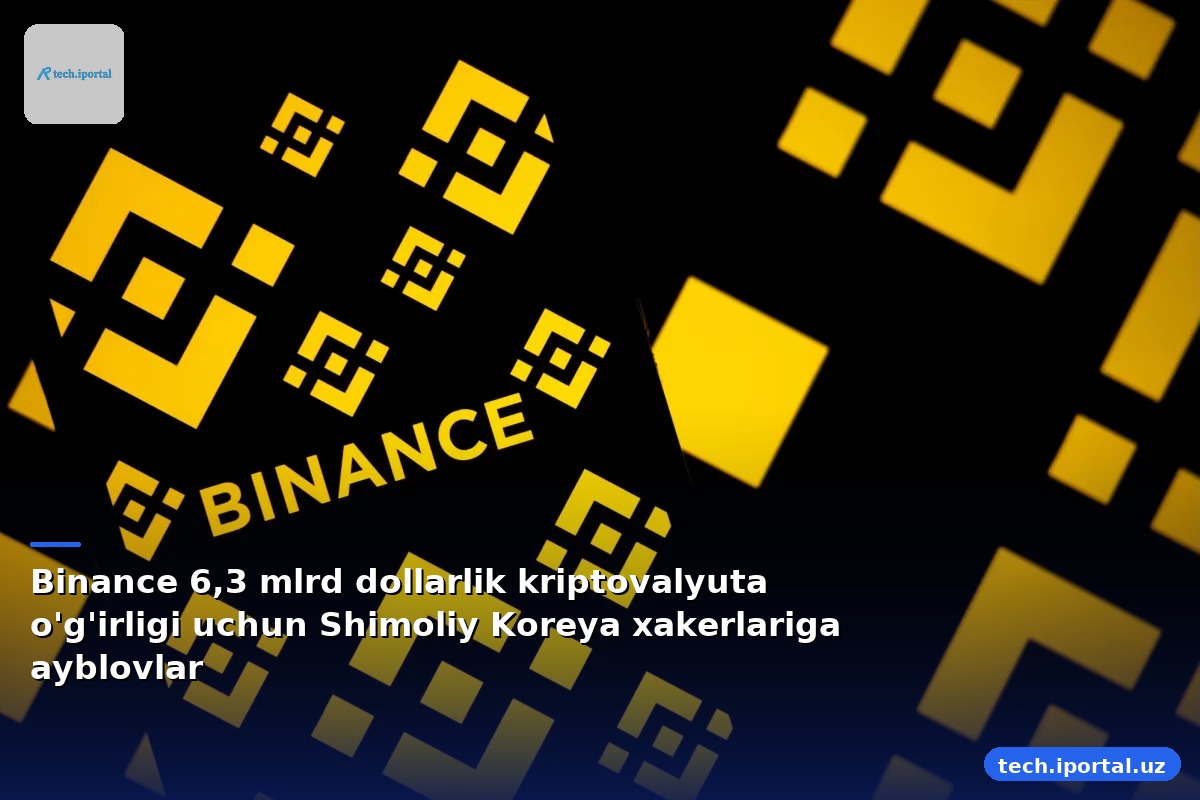 Binance 6,3 mlrd dollarlik kriptovalyuta o'g'irligi uchun Shimoliy Koreya xakerlariga ayblovlar