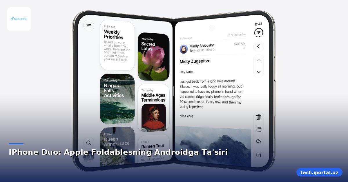 IPhone Duo: Apple Foldablesning Androidga Ta'siri