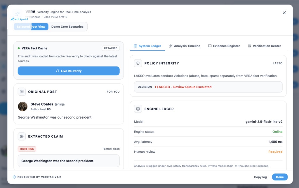 A screenshot of the Vera tool in action.