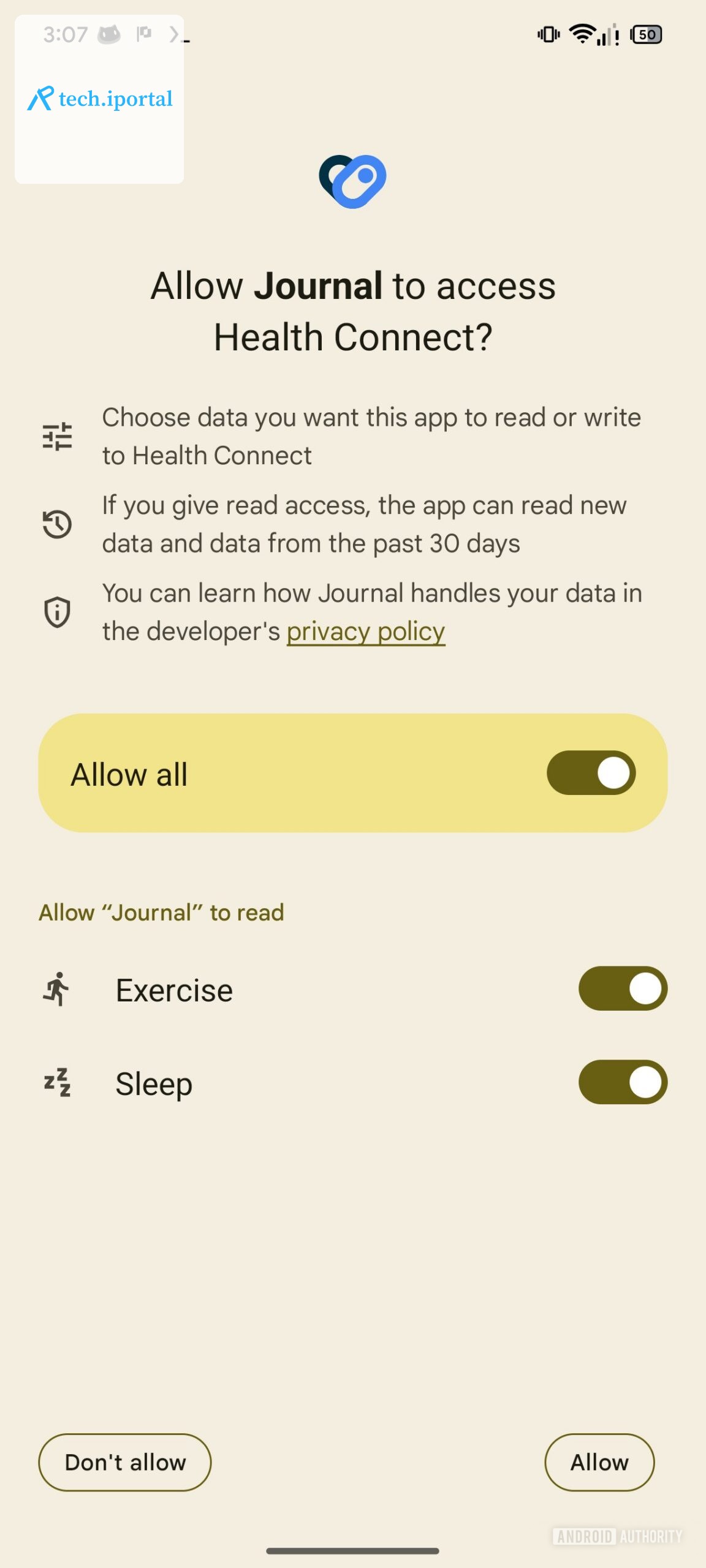 Pixel Journal Health Connect Sleep and Exercise