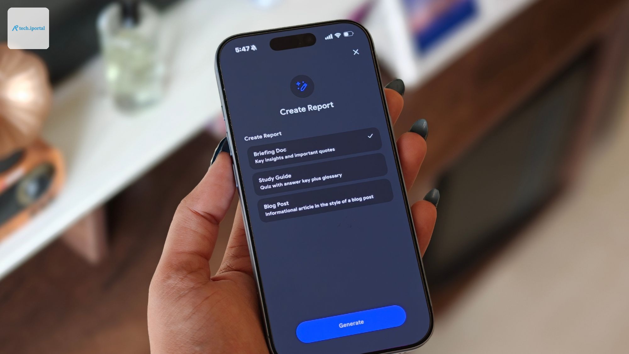 Create report using NotebookLM on iPhone
