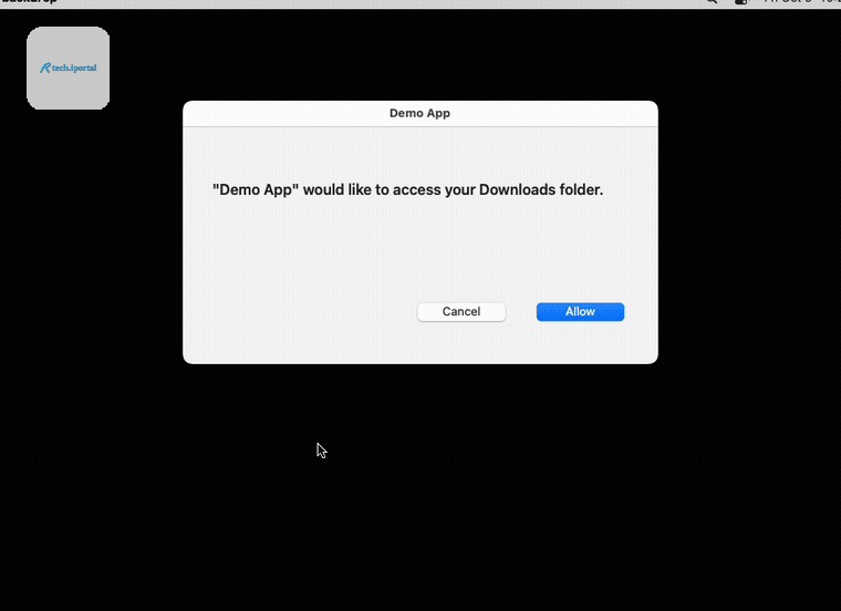 bigarrow pointing at a dialog's Allow button