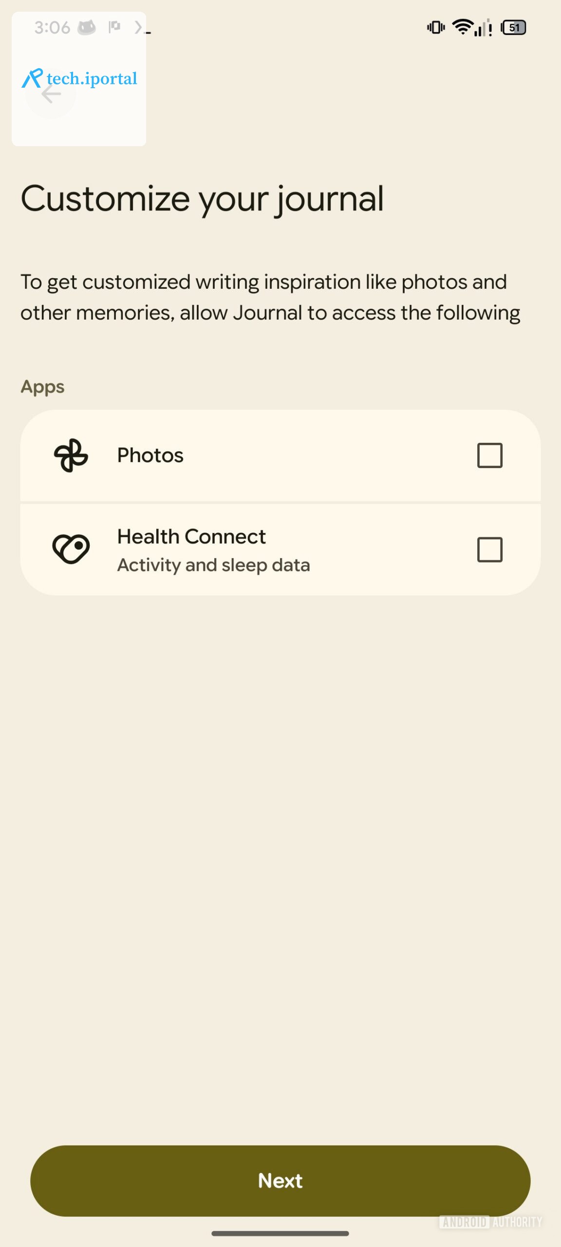 Pixel Journal Health Connect Option