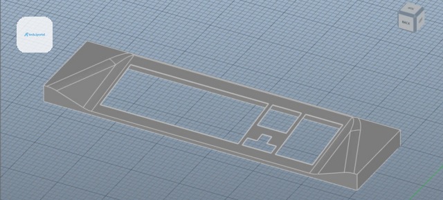 A mockup in 3D printing software of a potential keyboard cover design.