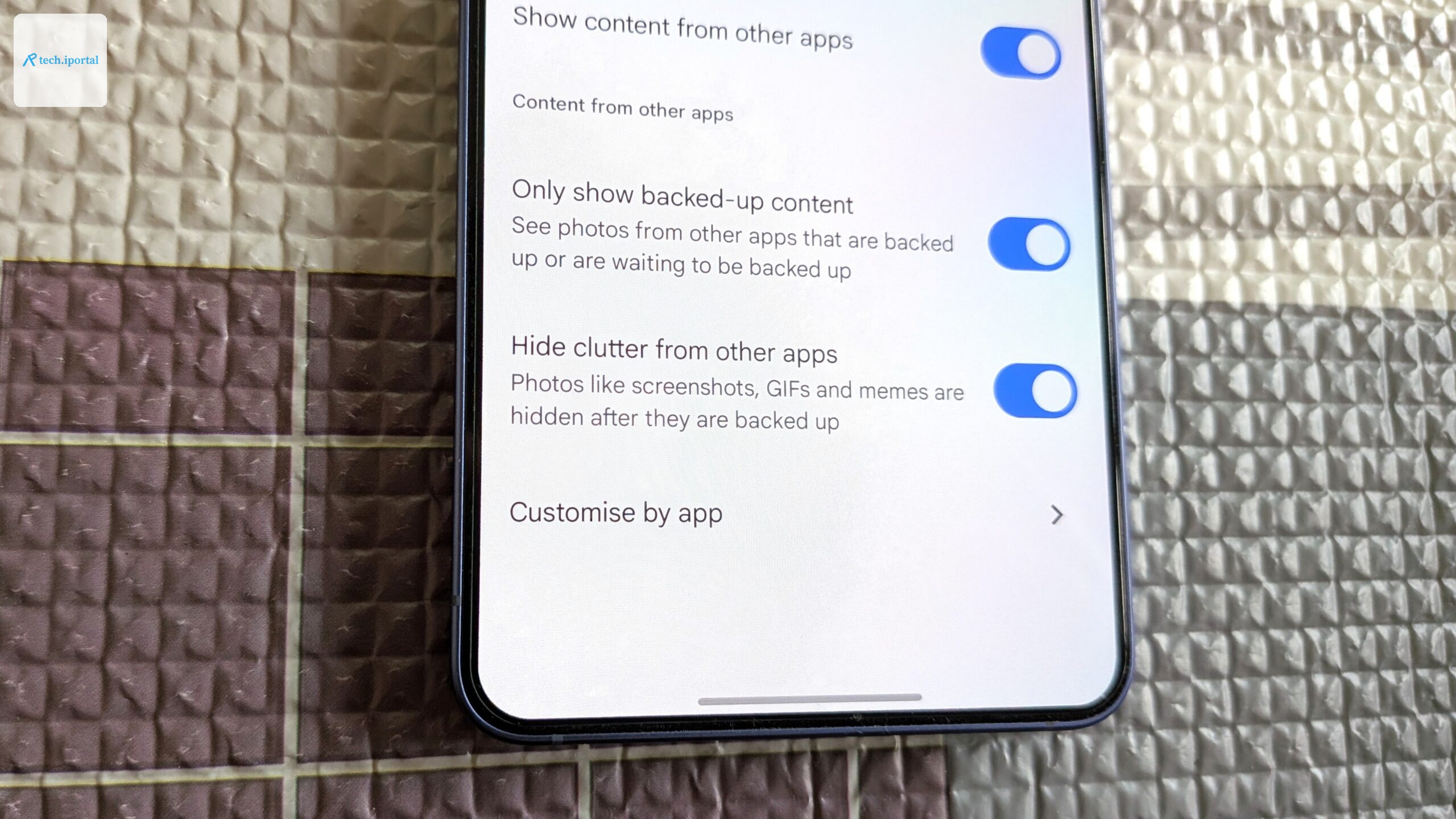 Google Photos hide clutter option in settings