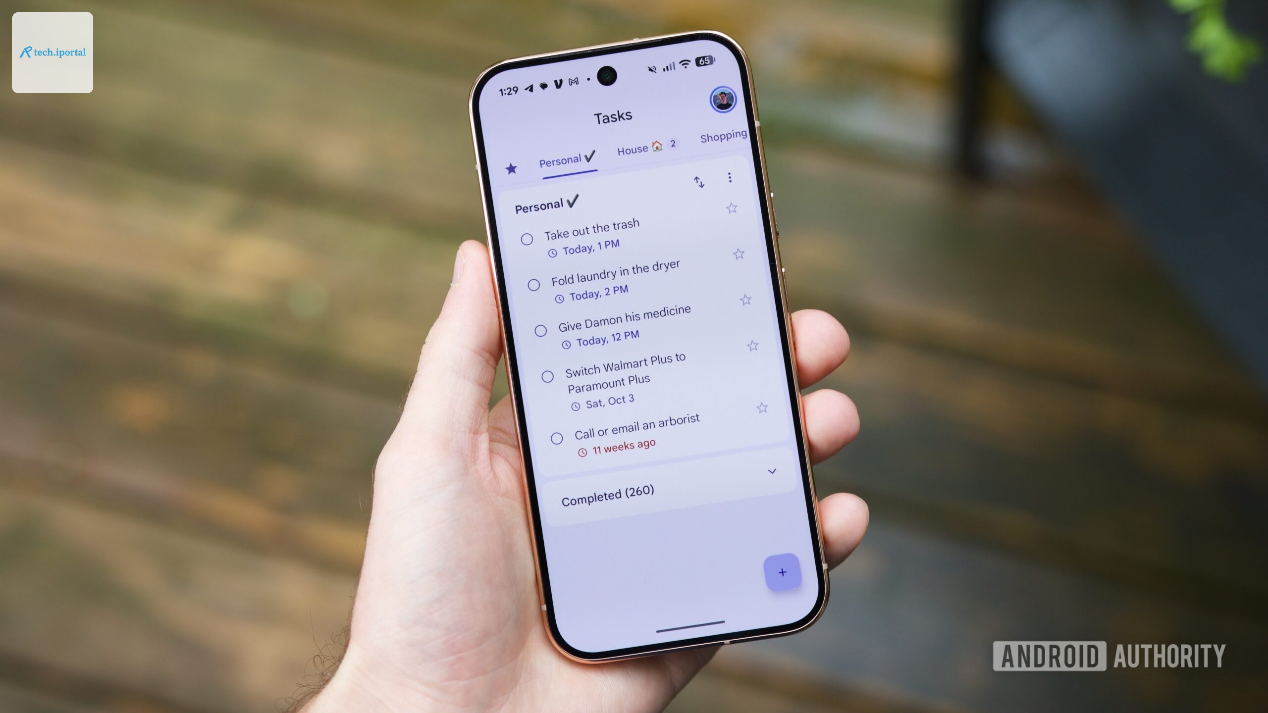 Google Tasks app running on an Android phone.