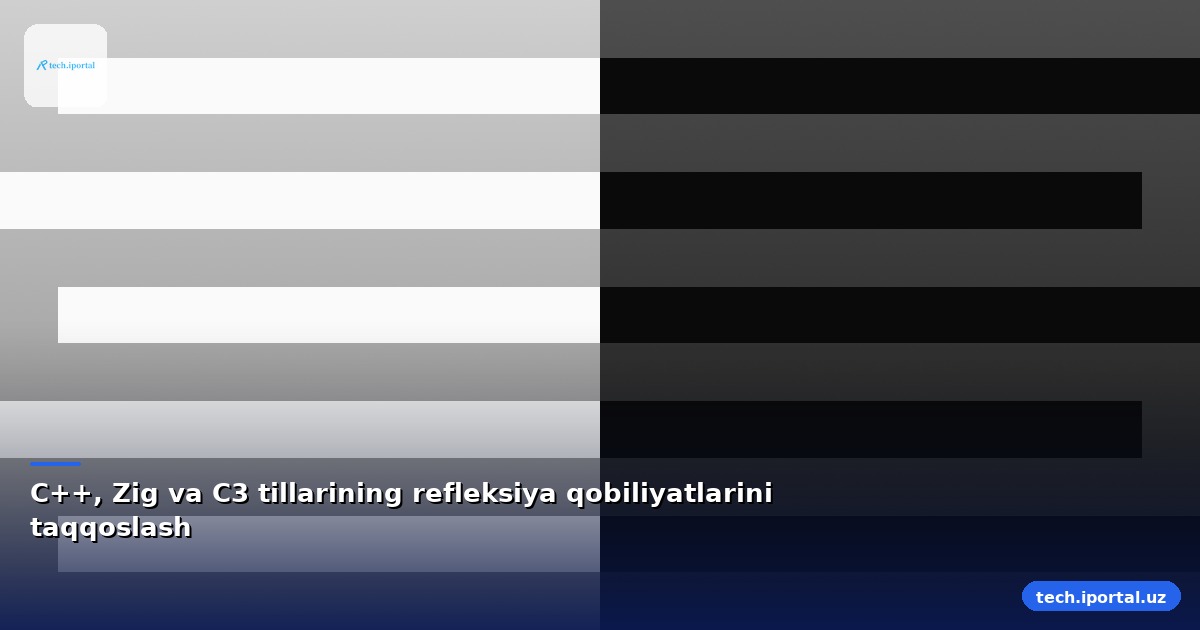 C++, Zig va C3 tillarining refleksiya qobiliyatlarini taqqoslash