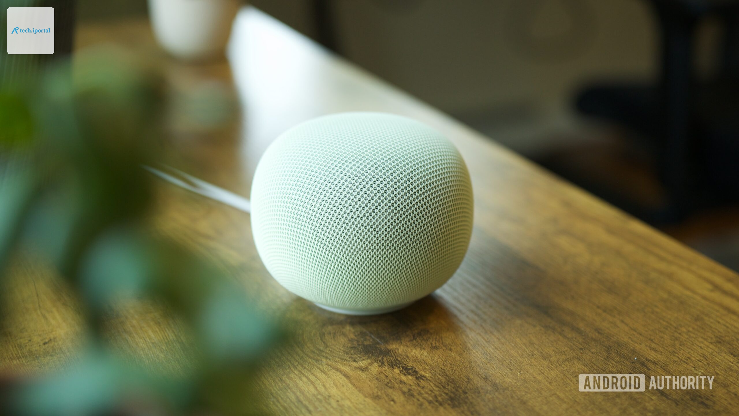 Google Home Speaker sitting on a desk.