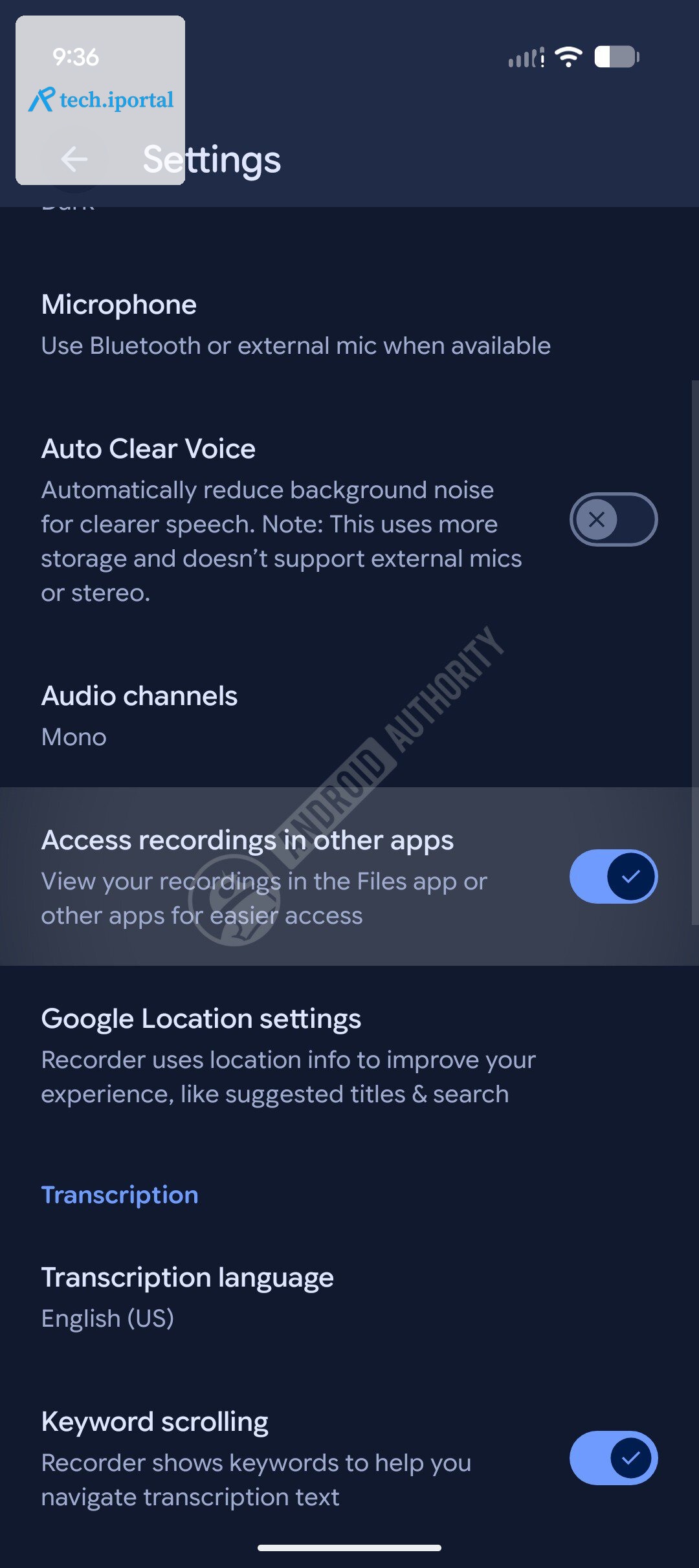 Google Recorder Allow recordings in other apps watermarked