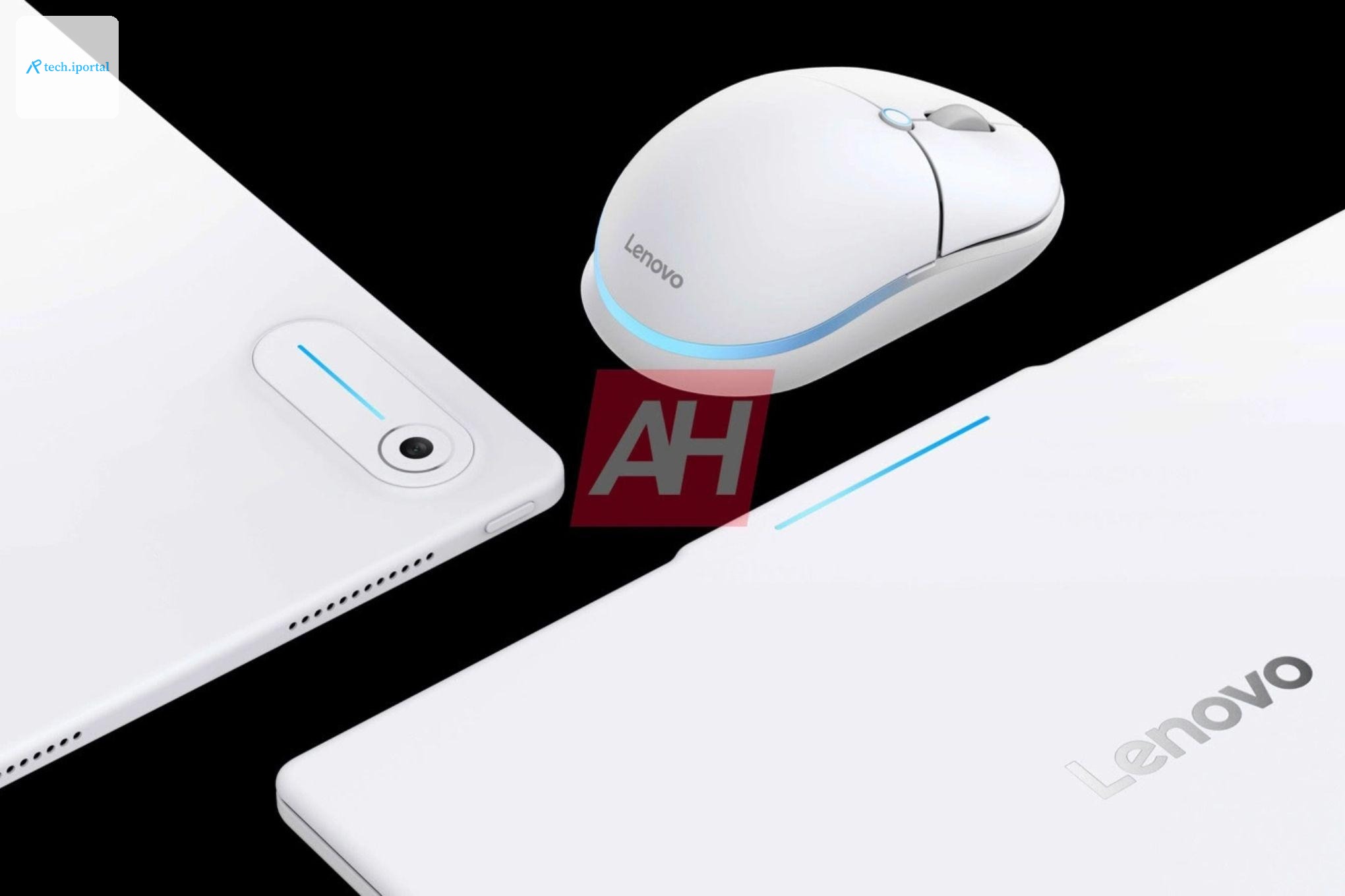 <em>Here’s a look at the glowing lights on the rear of each device, alongside an AI mouse that Lenovo is reportedly working on.</em>