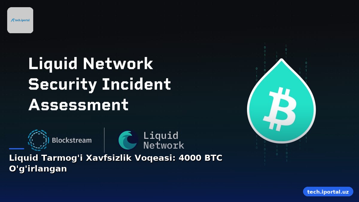 Liquid Tarmog'i Xavfsizlik Voqeasi: 4000 BTC O'g'irlangan