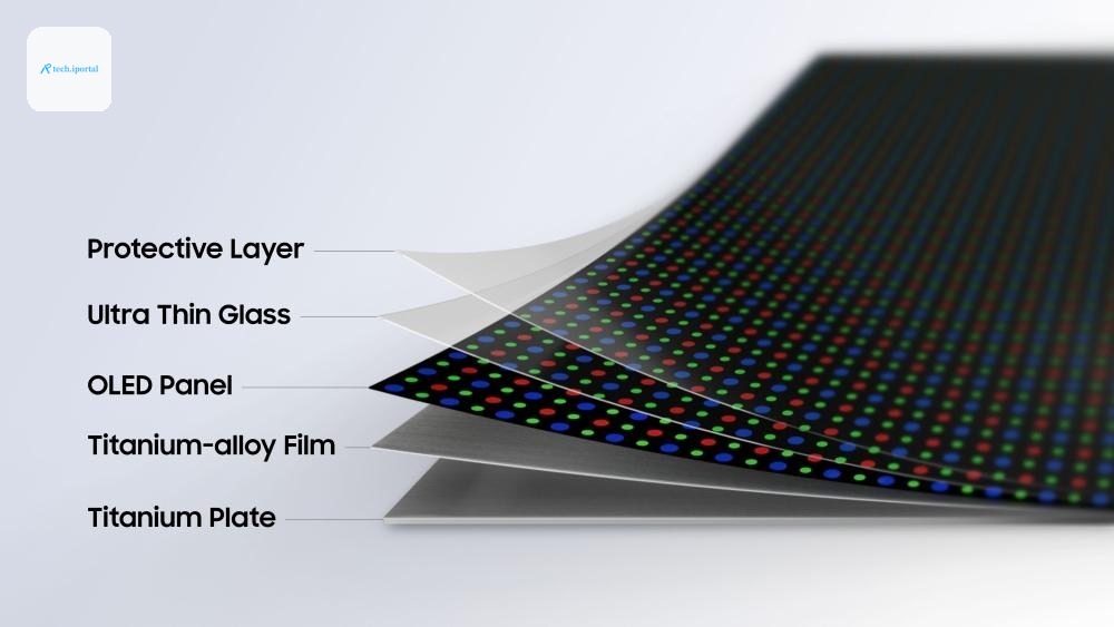 A visual showing the layers of Samsung Display’s Flex Titanium technology.