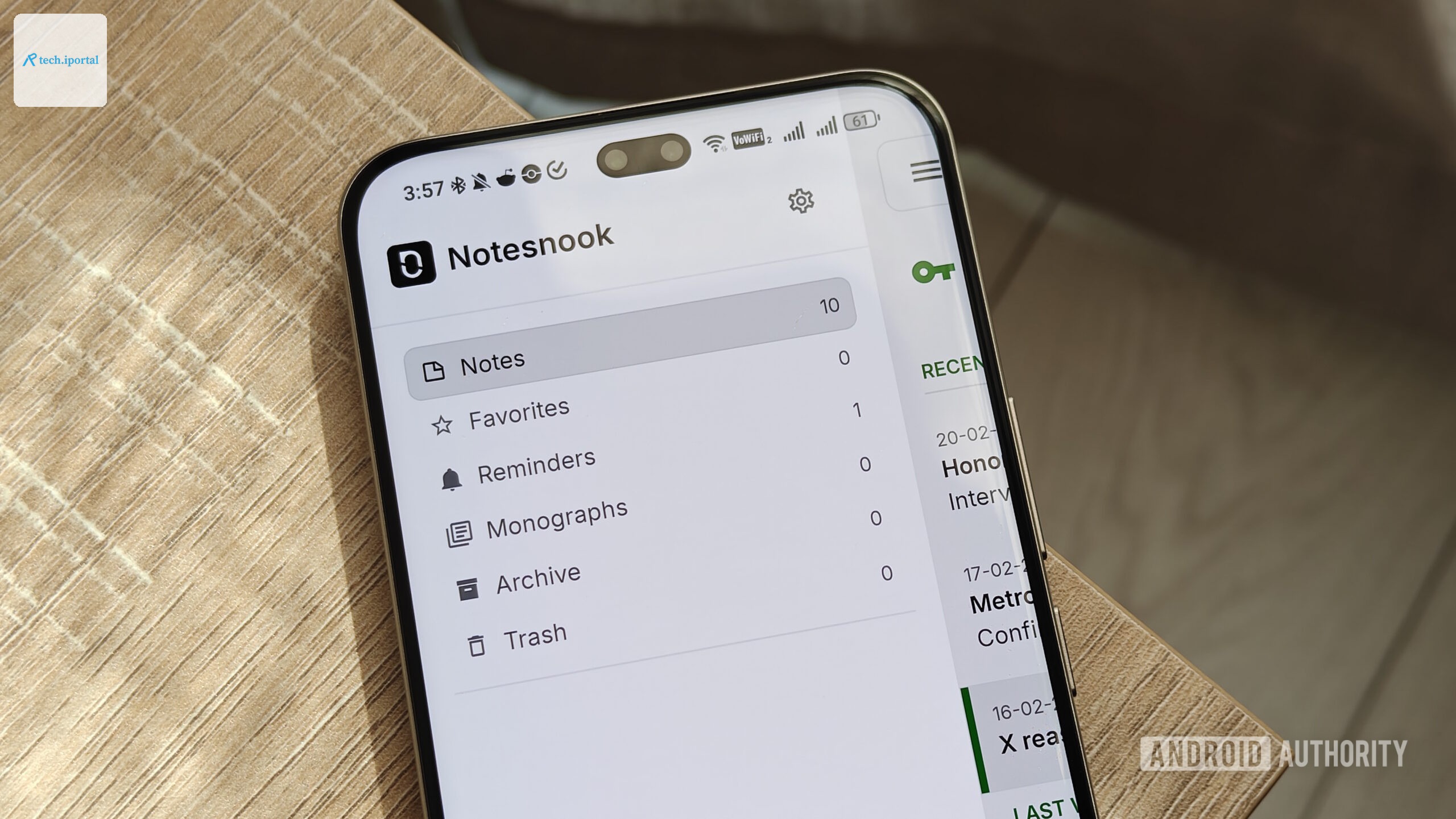 a menu showing different options in notesnook