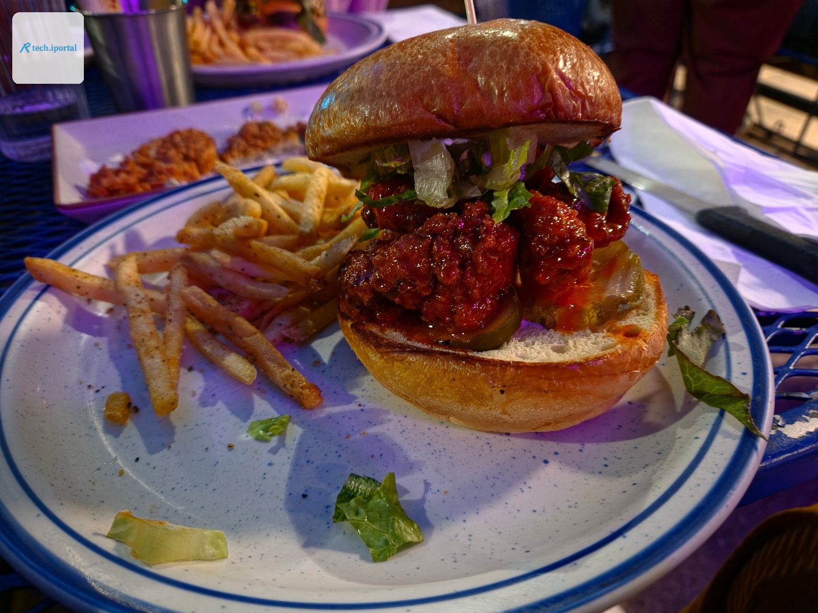 Image may contain Food Food Presentation Burger Plate and Bread