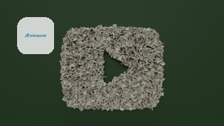 YouTube logo made of dollar bills